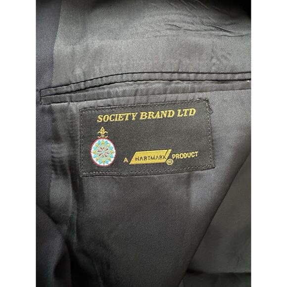 SOCIETY BRAND LTD HARTMARX Men's Black Stripe 48R Blazer Jacket Sport Coat EUC - Picture 5 of 10